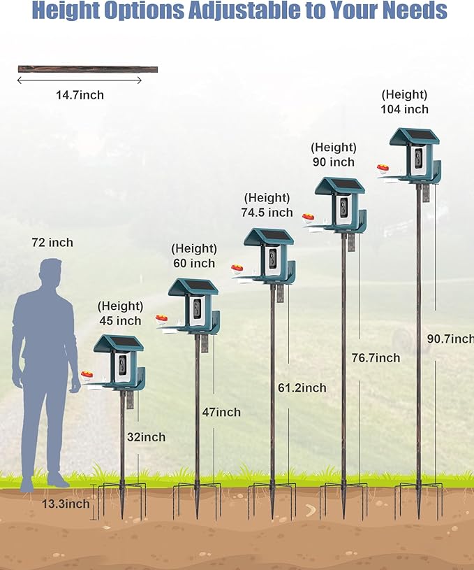 Bird Feeder Pole Stand – 104 Inch Height Feeding Station with 1-Inch Dia Heavy Duty for Hanging Feeders, Bird House Pole Mount Kit for Outdoor, Slip-Fit Connection，Copper Brushed-VerdiqueGarden