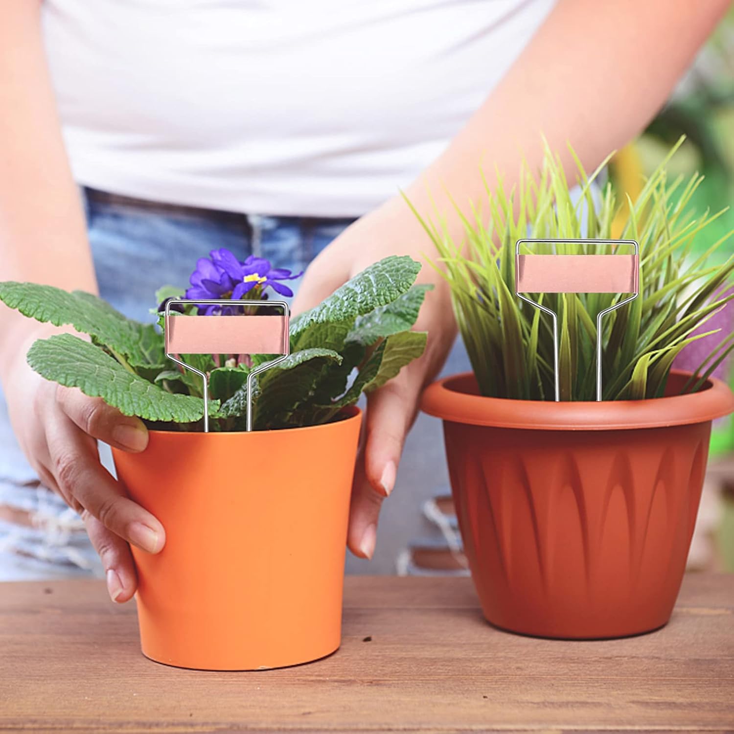 Wehhbtye 25 PCS 6 Inch Metal Plant Label Stakes-Copper Metal Plant Tags,High Copper Plate Plant Labels,Coppers Plant Tags with 1 Maker Pen for Flowers, Vegetables, Seedlings, Seed,etc-VerdiqueGarden