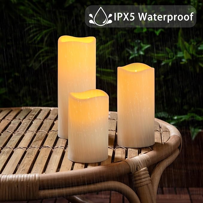 Metaku Flameless Flickering Candles Battery Operated LED Candles Set of 9 Ivory with Remote & Timer for Halloween, Christmas, Bedroom, Home, Wedding, Birthday Decoration D2.2'' x H4''5''6''-VerdiqueGarden