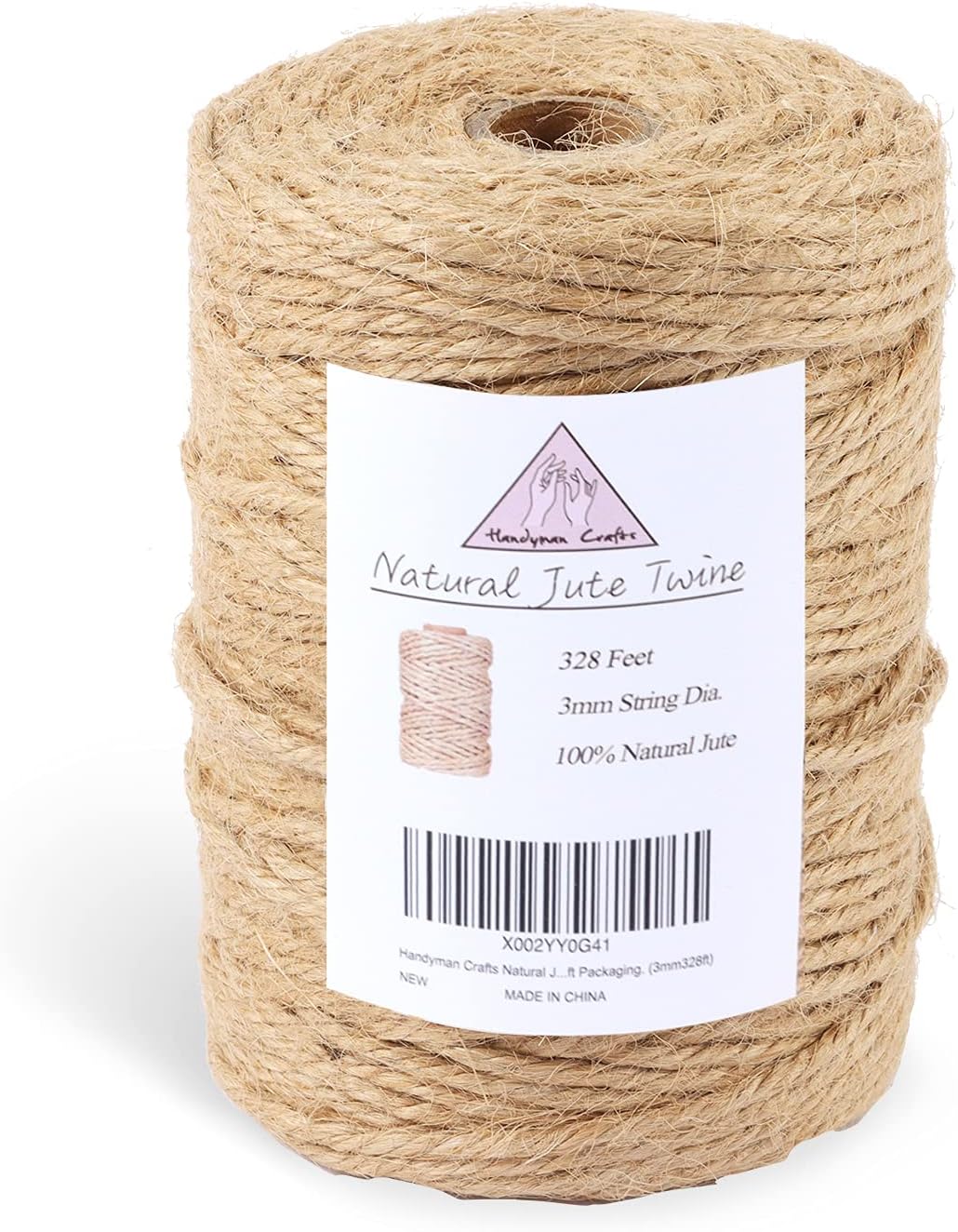 Natural Jute Twine Rope (1.5mm/2mm/3mm/6mm) Durable String for Handmde Crafts,Gardening Applications,Home Gardening,Cat Scratching Post,Gift Packaging... (3mm*328ft)-VerdiqueGarden