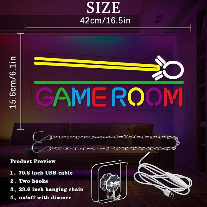 Game Room Neon Sign Billiard Neon Light Colorful Letter Led Neon Sign for Golf Decor Game LED Neon Light for Billiard Club Man Cave Bedroom Bar Decor-VerdiqueGarden