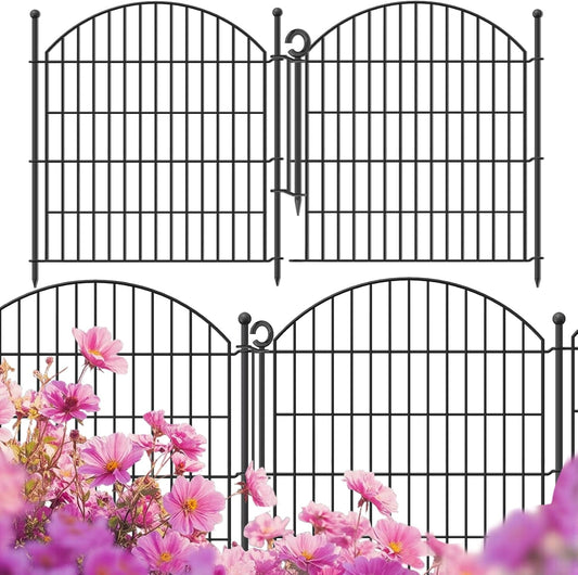 Decorative Garden Fence 32in (H) x24ft (L), 10 Pack No Dig Fence Animal Barrier for Dog with Lock, Arched Flower Bed Edging, Wire Border Panel Fencing for Yard Patio Outdoor Decor-VerdiqueGarden