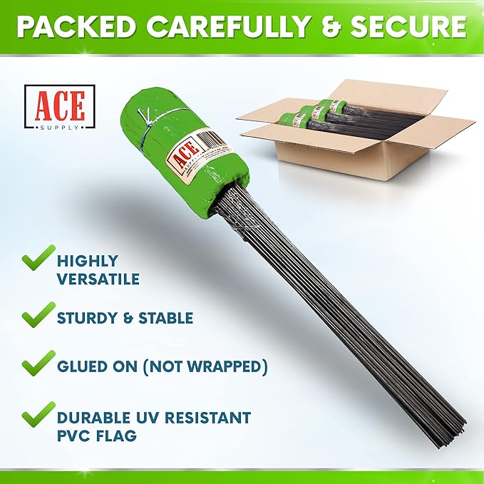 Green Marking Flags 100 Pack - 4x5x15 Inch Green Flags for Yard - Markers For Lawn, Irrigation, Landscaping, Survey & Sprinkler Head Marking-VerdiqueGarden