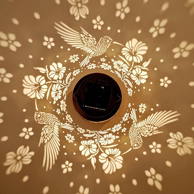 Hummingbird Solar Lanterns Outdoor Waterproof Garden Decor Birthday Gifts for Women Mom Grandma Hanging Solar Lights Metal Lantern Decoration Outside for Porch,Patio,Yard,Backyard-VerdiqueGarden