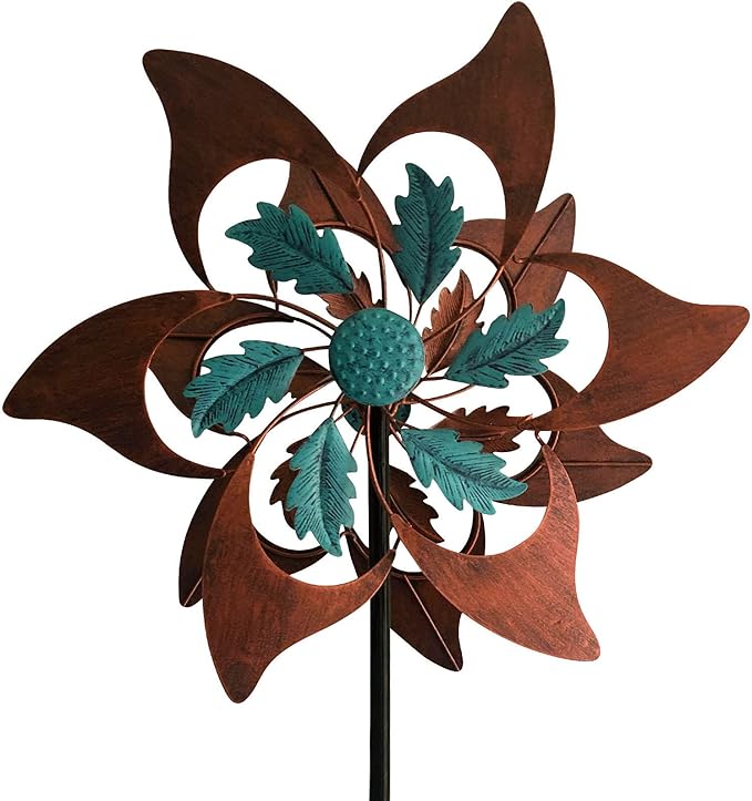 360 Degrees Metal Swivel Classical Two-Color Windmill Large Wind Spinner for Patio Lawn Outdoor Yard Lawn Garden 70x20 Inches-VerdiqueGarden