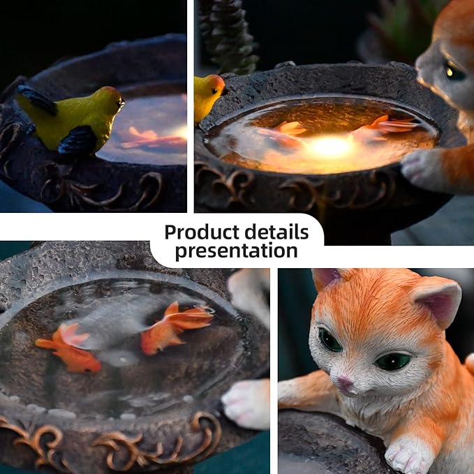 Cat Garden Figurines Outdoor Decor Solar Statue with LED Lights for Patio Lawn Yard Art Decoration Housewarming Garden Gift-VerdiqueGarden