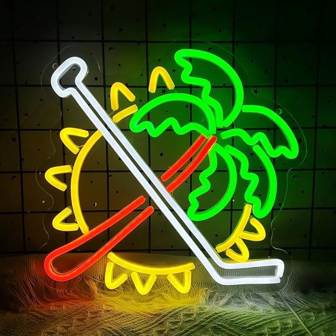 Coconut Trees Neon Sign Palm Tree Neon Light Up Sign Sun Neon Light for Wall Decor Ice Hockey Neon Sign for Bedroom Bar Man Cave Party Decor Birthday Gifts USB Powered,Size13.5*12.5inch(JWD028)-VerdiqueGarden
