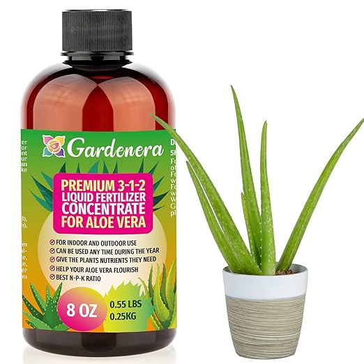 Premium Liquid Aloe Vera Plant Fertilizer - 3-1-2 Concentrate for Indoor Plants and Flowers by Gardenera | Organic Plant Food for Aloe Vera Plants - 8oz-VerdiqueGarden