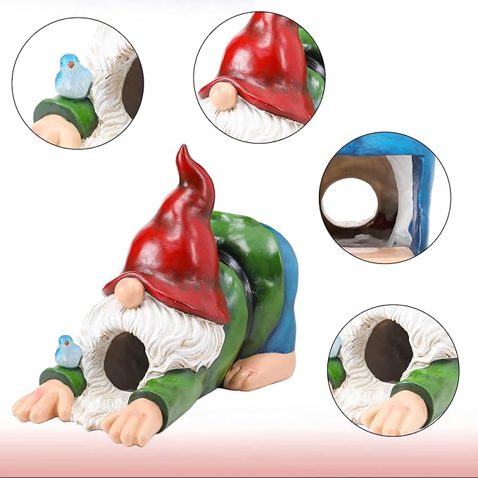 WONDER GARDEN Gnome Gutter Downspout Extensions - 3'' x 4'' Decorative Downspout Extender Diverter, Outdoor Splash Block Sculpture Garden Decor, Waterproof Gutter Guard for Lawn, Garden, Lawn-VerdiqueGarden