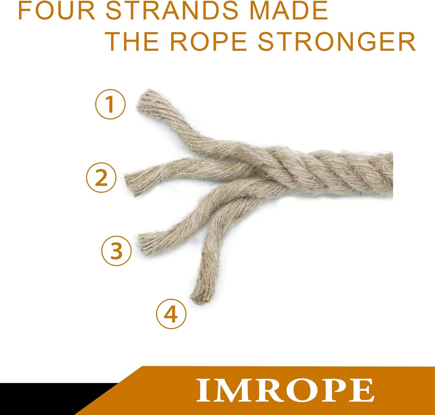 1/2 Inch Diameter Jute Rope, IMROPE Natural Jute Rope 100 Ft, Twisted 4 Strands for DIY Arts Crafts, Garden, Home Decorating, Hammock for Indoor and Outdoor Use-VerdiqueGarden