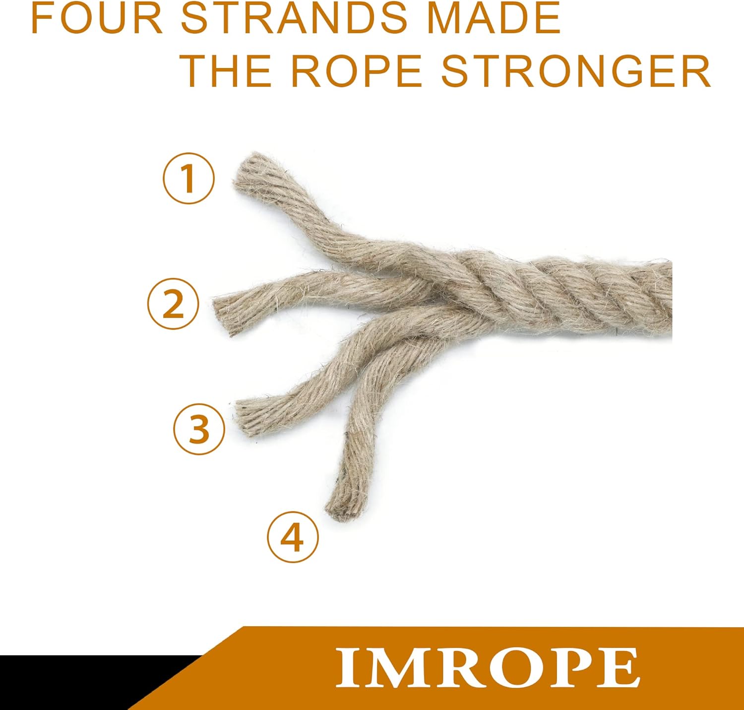 1/2 Inch Diameter Jute Rope, IMROPE Natural Jute Rope 100 Ft, Twisted 4 Strands for DIY Arts Crafts, Garden, Home Decorating, Hammock for Indoor and Outdoor Use-VerdiqueGarden