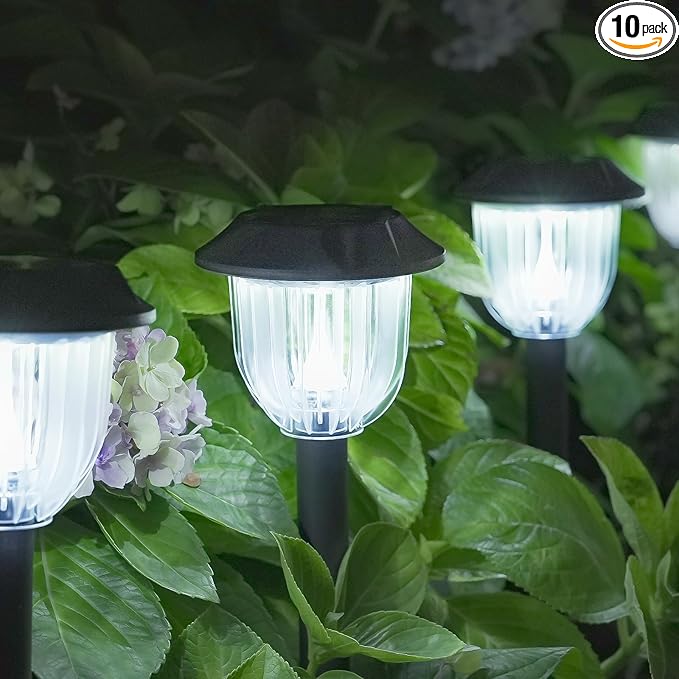 AOSEA 12000K 10 Pack Solar Lights Outdoor IP65 Waterproof,LED Solar Lights for Outside,Landscape Lighting,Garden Decorative for Yard,Patio,Landscape,Walkway,Sidewalk,Driveway,Lawn (Cold White)-VerdiqueGarden