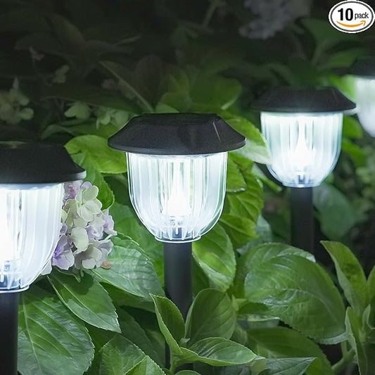 AOSEA 12000K 10 Pack Solar Lights Outdoor IP65 Waterproof,LED Solar Lights for Outside,Landscape Lighting,Garden Decorative for Yard,Patio,Landscape,Walkway,Sidewalk,Driveway,Lawn (Cold White)-VerdiqueGarden