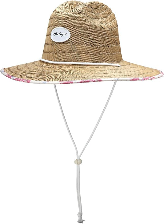 Hurley Women's Straw Hats - Real Straw Hat Medium Brim and Adjustable Chin Strap-VerdiqueGarden