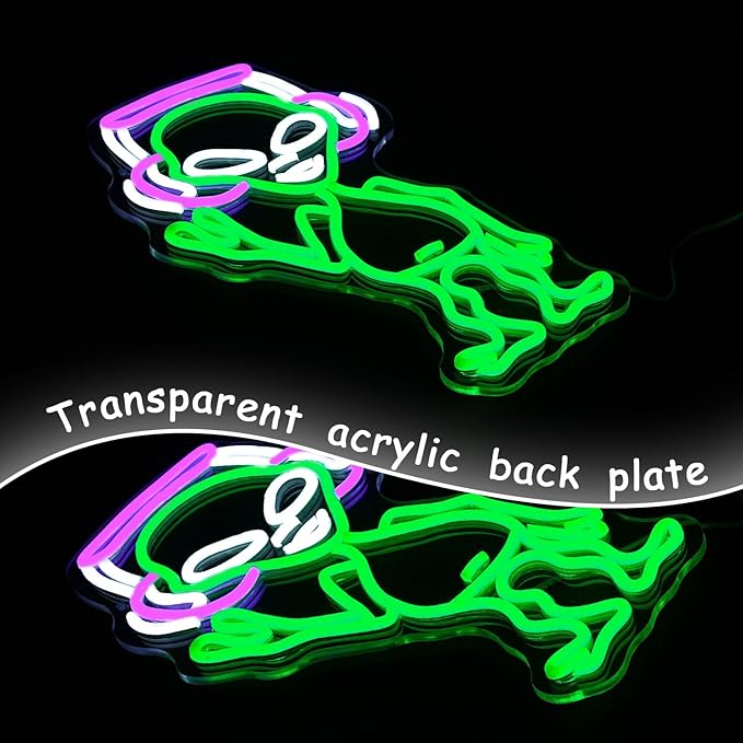 Alien Neon Sign for Wall Decor - Green Music Neon Light Dimmable Cool LED Light Up Sign for Music Studio, Game Room, Party, Bar, Man Cave Decoration-VerdiqueGarden