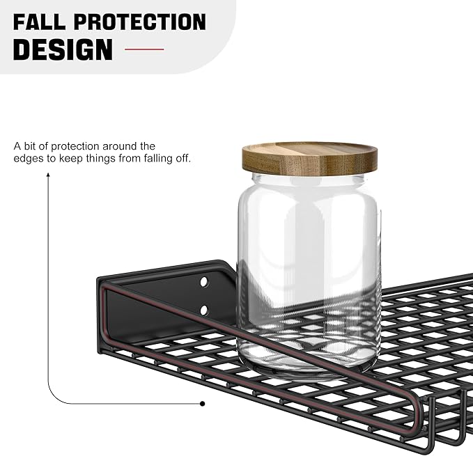 Ultrawall Wall Mounted Storage Shelf for Garage, 2 Pack Metal Shelf Rack, Heavy-Duty Wall Organizer Shelves Suitable for Shop, Shed, Garage 23.5inch x 12inch(Black)-VerdiqueGarden