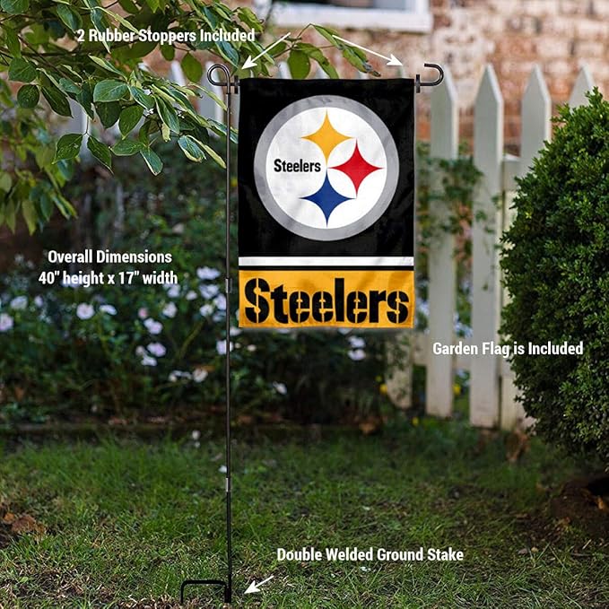 WinCraft Pittsburgh Steelers Garden Flag with Stand Holder-VerdiqueGarden