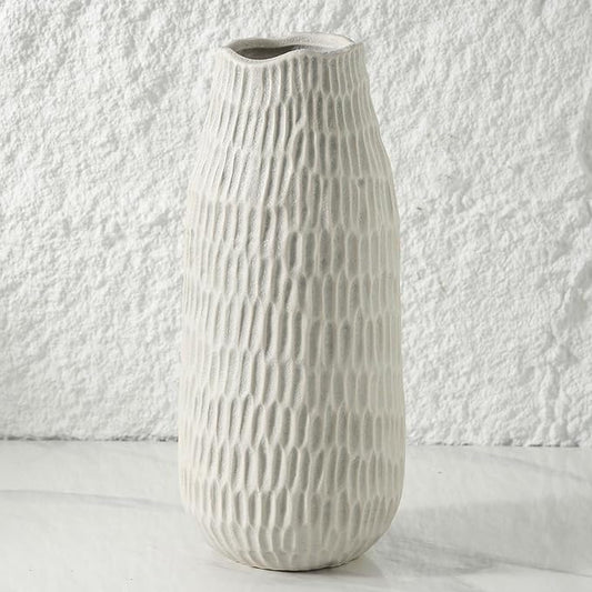 12.6 Inch Grey Modern Handmade Ceramic Vase, Rustic Farmhouse Decorative Flower Vases for Home Decor,Pampas Grass Bouquet, Living Room,Kitchen,Office,Bedroom,Centerpiece Table-VerdiqueGarden