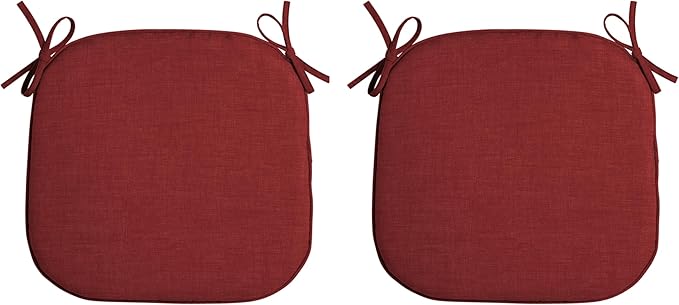 Arden Indoor/Outdoor Foam Seat Pad, 2 Pack, 17 x 16, Patio Cushion, Water Repellent, Fade Resistant, Foam Cushion Ruby Red Leala-VerdiqueGarden