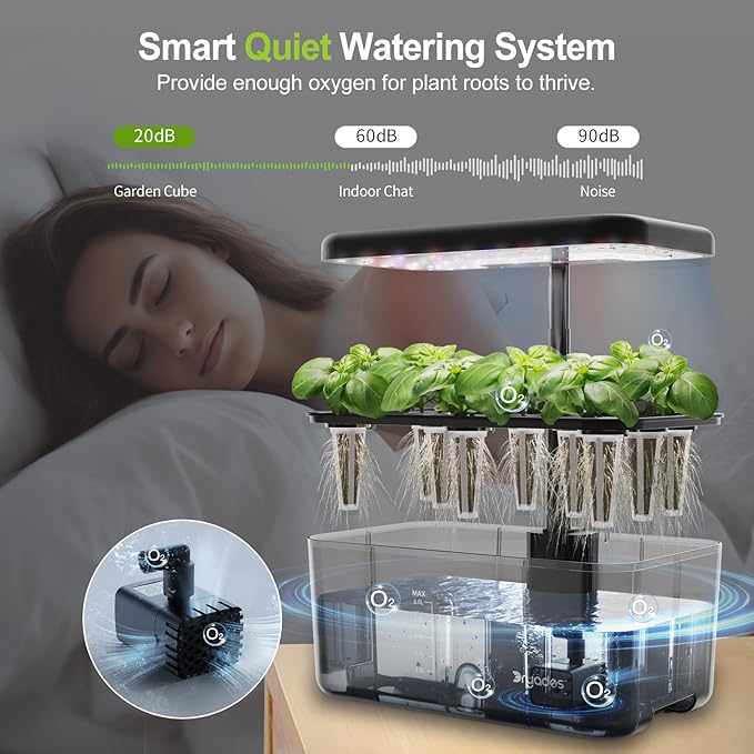 Hydroponics Growing System Indoor Garden, 8 Pods Indoor Herb Garden Kit Countertop with LED Grow Light Quiet Smart Water Pump for Home Kitchen Office, Gift Ideas for Women Men-VerdiqueGarden