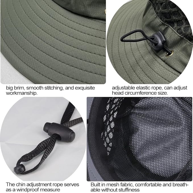 Fishing Hat, UPF50+ Wide Brim Sun Hat for Men Women, UV Protection Hiking Beach Bucket Hats Summer Safari Hat-VerdiqueGarden