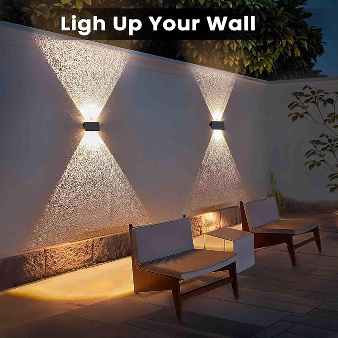 Fence Lights Solar Powered, 6-Pack Solar Fence Lights Up/Down Flexible Buttons, IP67 Waterproof for Outdoor, 120LM Bright, Auto Dusk to Dawn for Wall/Stairs/Yard/Railing/Deck/Pathway (Warm White)-VerdiqueGarden