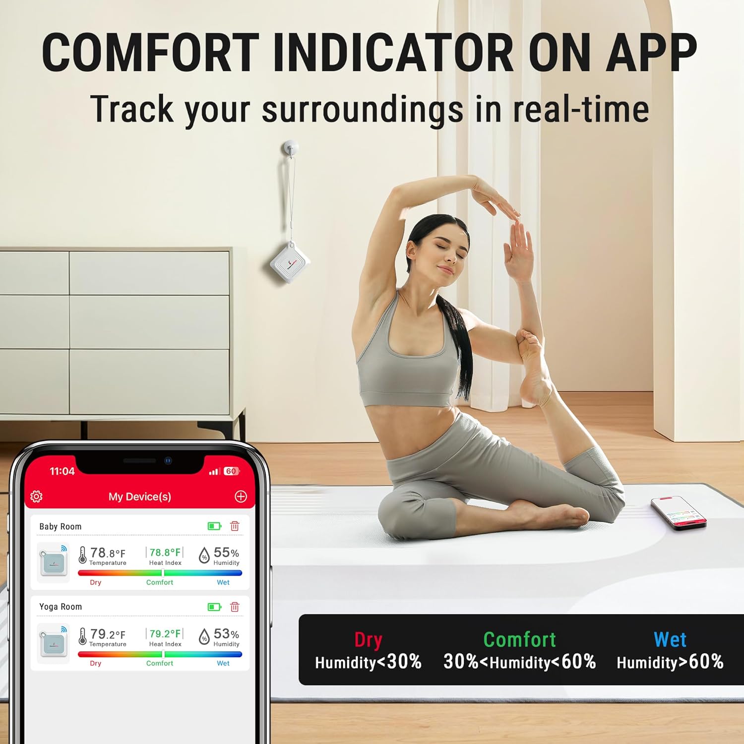 ThermoPro Bluetooth Thermometer Hygrometer, 260FT Range Temperature Sensor Greenhouse Thermometer, Remote App Control Temperature and Humidity Monitor with 2-Year Data Logging Export (TP351)-VerdiqueGarden