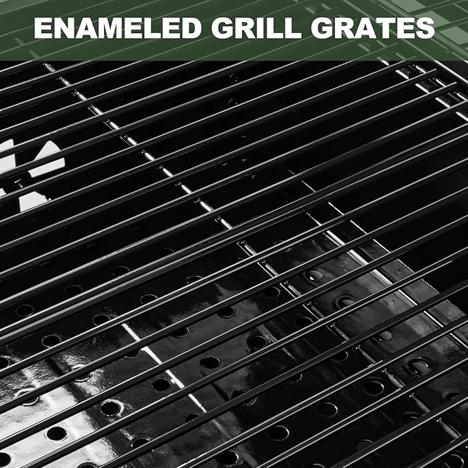 Charcoal Grills, Large Outdoor BBQ Grill Offset Smoker with Side Table Heavy Duty Outside Barbecue Grills Cooking Backyard Patio (Enamel Grill Grate)-VerdiqueGarden