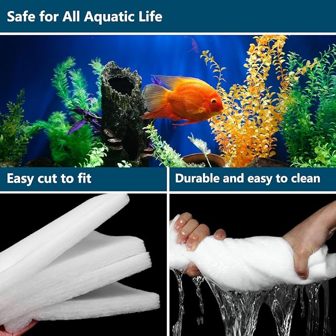 White Koi Pond Filter Pad Fine Bulk - Cut to Fit - Durable Fish Pond Filter Media - Water Garden Aquariums Filter Material - 39.6" (3.3 ft) x 16" x 3/5" - 4/5" Thickness - 2 Pack-VerdiqueGarden