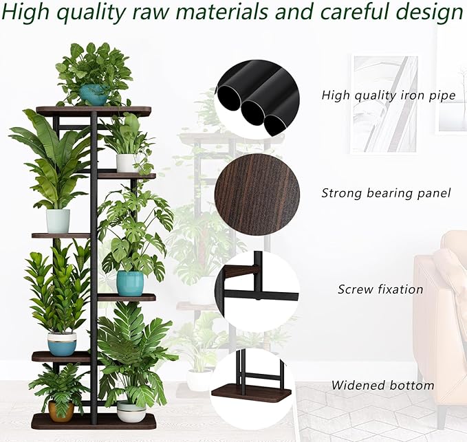 LINZINAR Plant Stand 6 Tier 7 Potted Indoor Plant Shelf Multiple Stands for Garden Corner Balcony Living Room-VerdiqueGarden