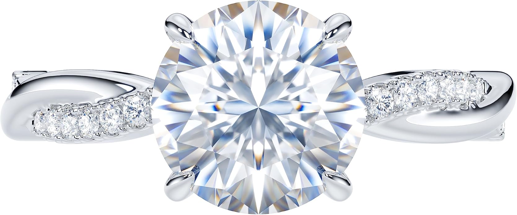 THELANDA Sterling Silver 4-Prong Petite Twisted Vine 2.0 CT Genuine Moissanite Engagement Ring Promise Bridal Ring