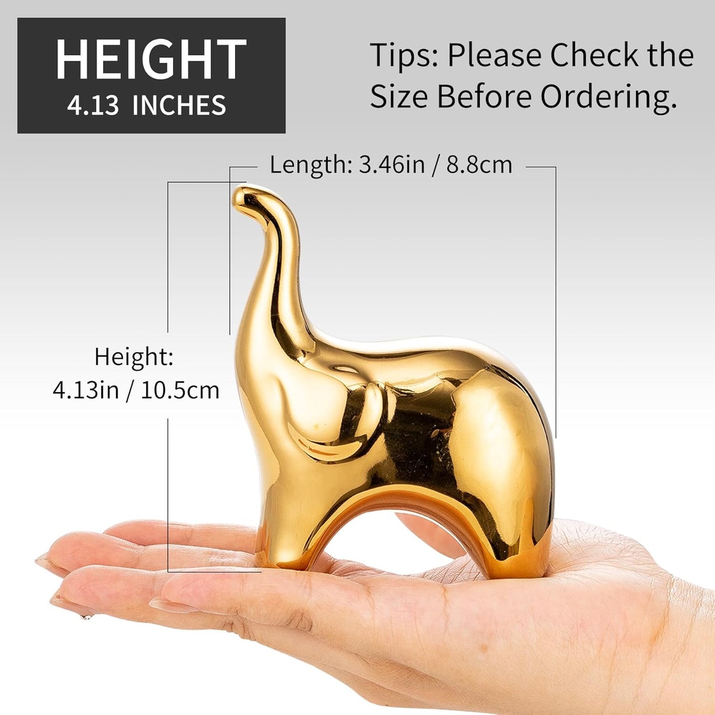 Loving Pair of Small Cute Gold Elephant Statues Gold Home Decor Modern Boho Style Figurine Decorative Ornaments for Living Room, Bedroom, Office Desktop, Cabinets, Shelf-VerdiqueGarden