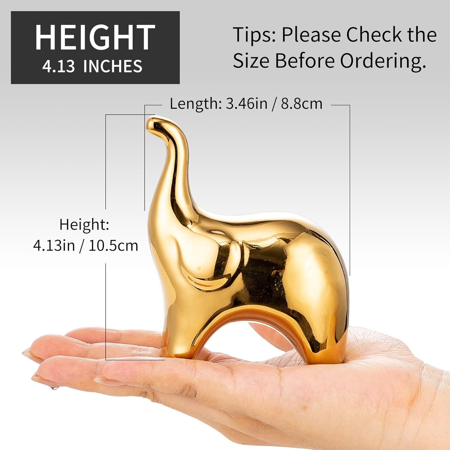 Loving Pair of Small Cute Gold Elephant Statues Gold Home Decor Modern Boho Style Figurine Decorative Ornaments for Living Room, Bedroom, Office Desktop, Cabinets, Shelf-VerdiqueGarden