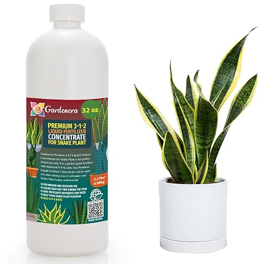 Premium Liquid Snake Plant Fertilizer - 3-1-2 Concentrate for Indoor Plants and Flowers by Gardenera | Organic Plant Food for Snake Plants - 32oz-VerdiqueGarden