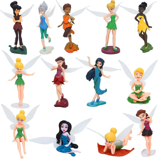 ONEST 13-Piece Miniature Garden Accessories - Small Hand Painted Fairy Figures, Girl Fly Wing Figurines for Car Decor, Fairy Garden, Flower Pot, Birthday Cake Topper-VerdiqueGarden
