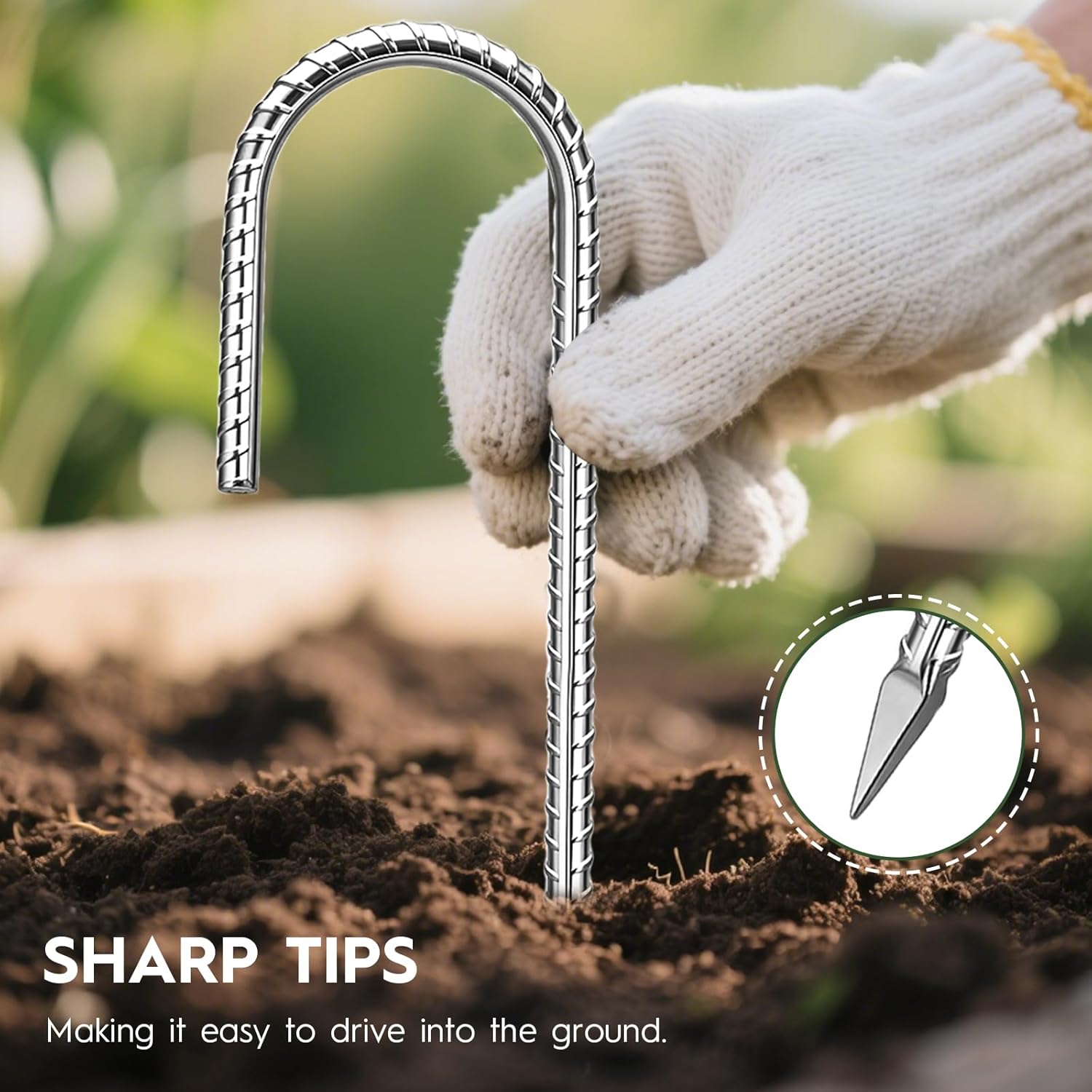 12 inches Ground Stakes Heavy Duty 28 Pieces Metal Fence Rebar Stake 5/16" Diameter J Hook Ground Spikes, Tent Stakes, Swing Set and Gazebo Anchors-VerdiqueGarden