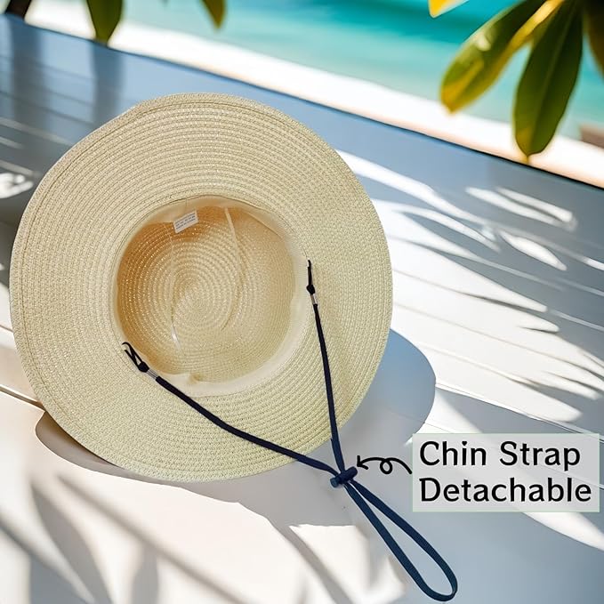 Beach Sun Straw Hats for Women, Summer Sun Protection Foldable Packable Wide Brim Hat-VerdiqueGarden