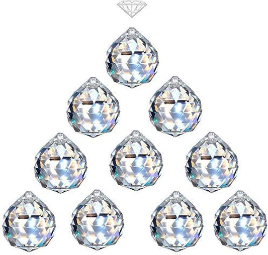 MerryNine 40mm Clear Crystal Ball Prism Sunshine Catcher Rainbow Pendants Maker, Hanging Crystals Prisms for Windows, for Feng Shui, for Gift(40mm/1.57" 10pack)-VerdiqueGarden