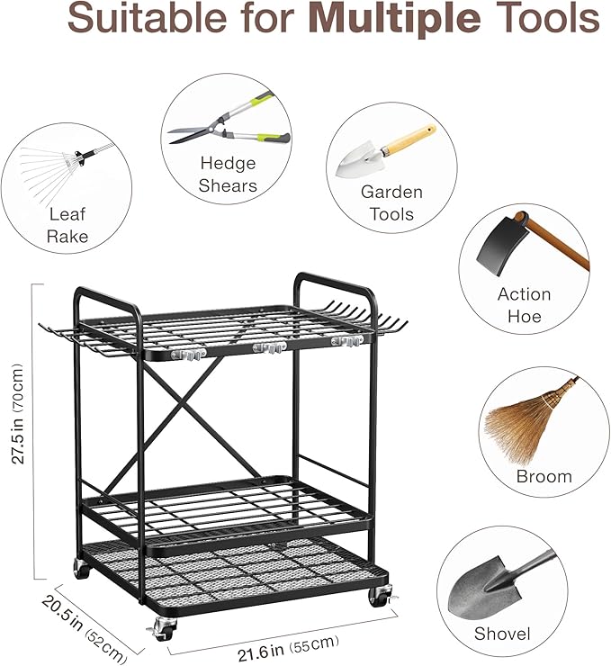 Garden Tool Organizer Outdoor Garage and Shed Tool Storage Yard Tool Holder and Storage Rack Garden Tool Stand for Shed and Garage-VerdiqueGarden