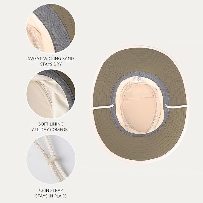 Cimarron Wide Brim Safari Sun Hat for Women & Men – UPF 50+ Outdoor Fishing Hat | Hiking, Running Travel Sun Protection Hat-VerdiqueGarden