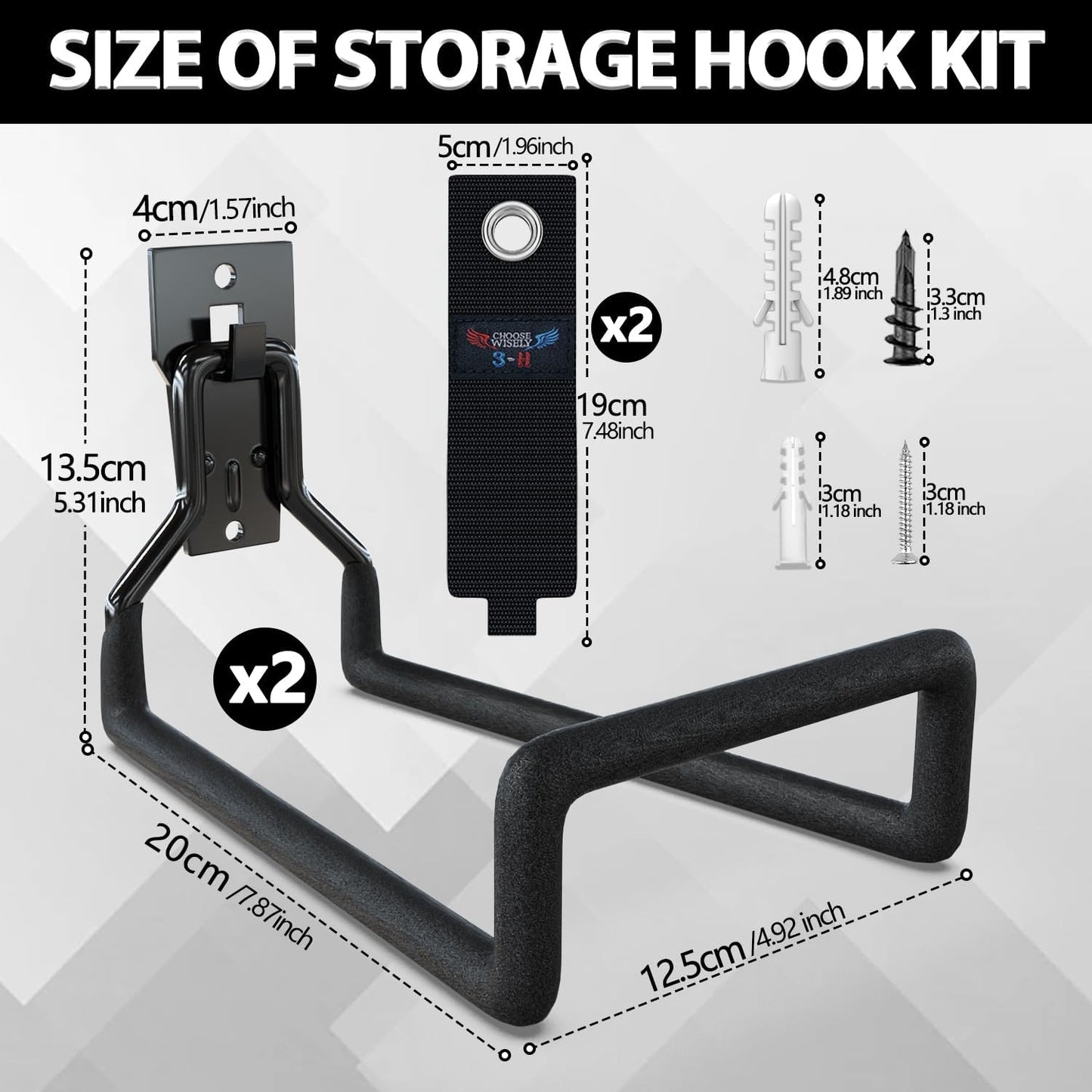 3-H Garden Hose Holder Wall Mount 2 Pack,Solid Steel Hose Hanger wih Extension Strap,Water Hose Holders for Outside to Hang Outdoor Air Hose,Ropes,Pipes,Power Tools,Ladders,Bikes,Bulk Items-VerdiqueGarden