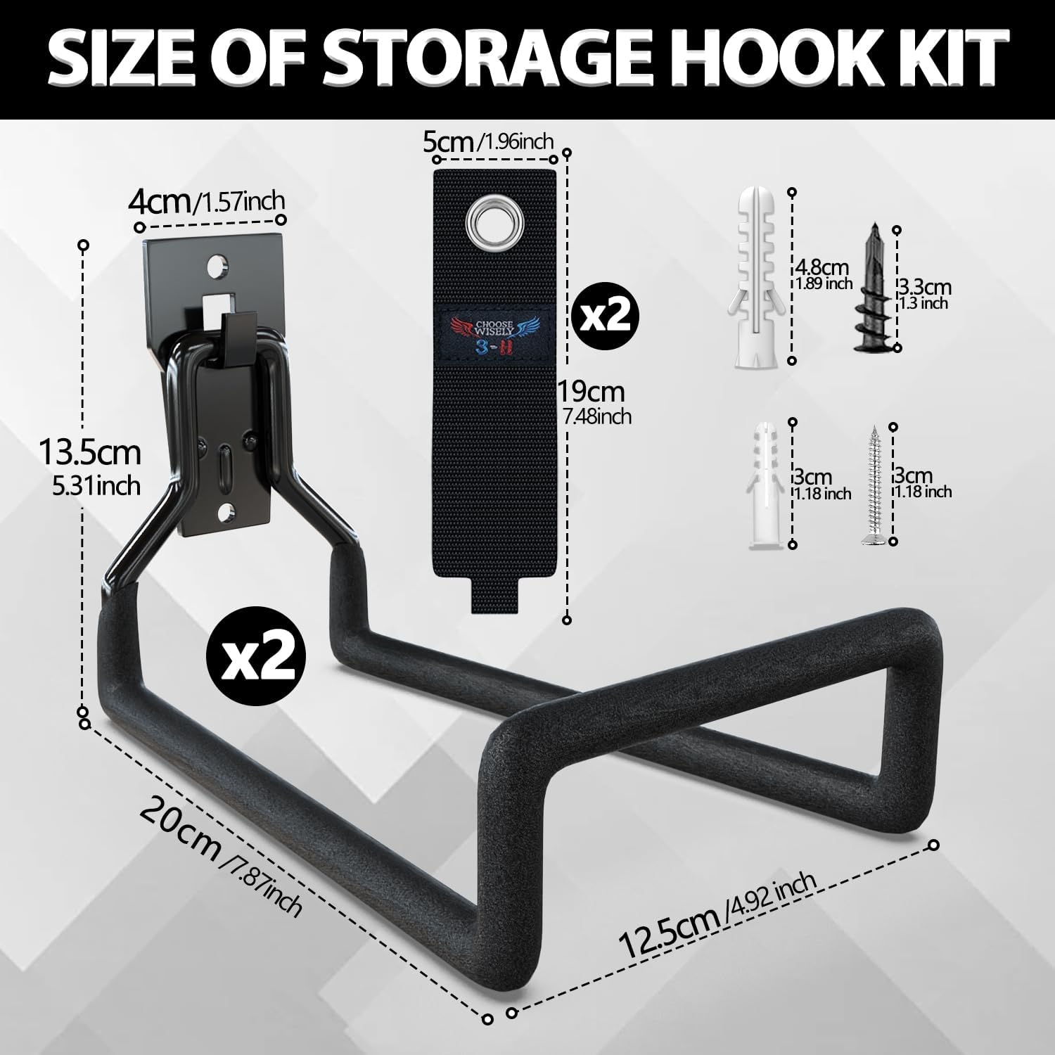 3-H Garden Hose Holder Wall Mount 2 Pack,Solid Steel Hose Hanger wih Extension Strap,Water Hose Holders for Outside to Hang Outdoor Air Hose,Ropes,Pipes,Power Tools,Ladders,Bikes,Bulk Items-VerdiqueGarden