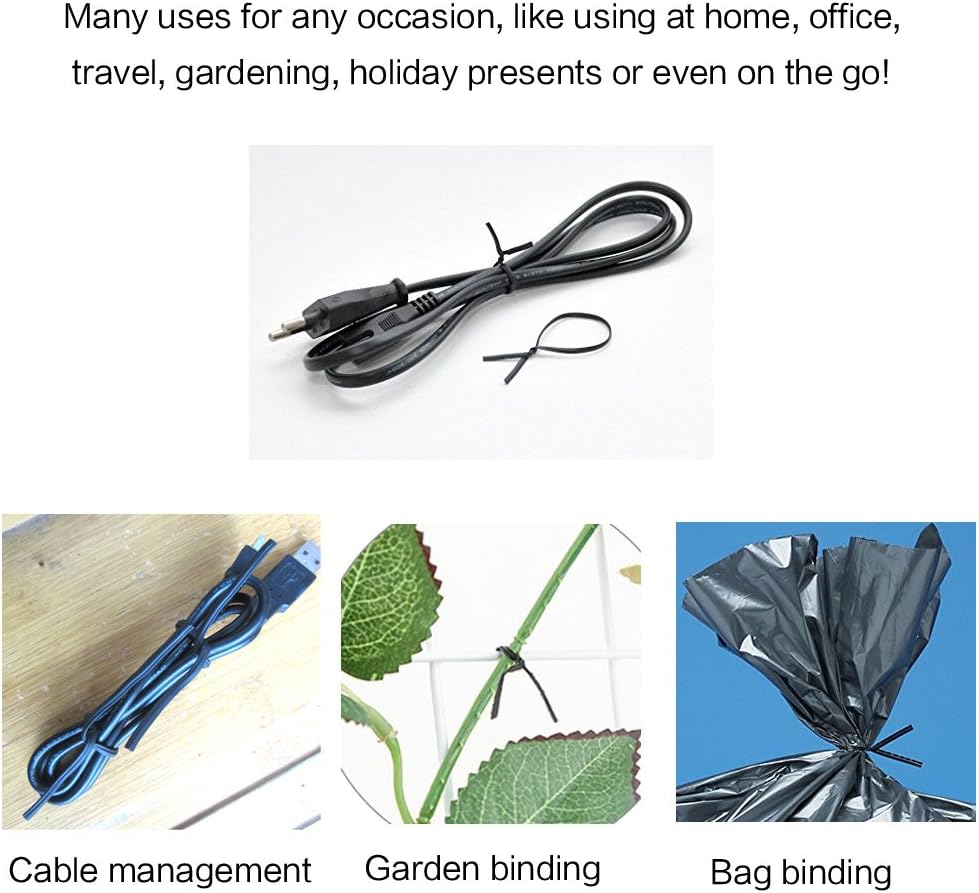 Plastic Black 6" Twist Ties, Reusable Cable Ties,Long Garbage Bag Twist Ties, Trash Bag Coated Ties, Twisty Ties for Organizing, Plant Hollding, Office, Christmas Tree (500 Pcs/6 inch)-VerdiqueGarden