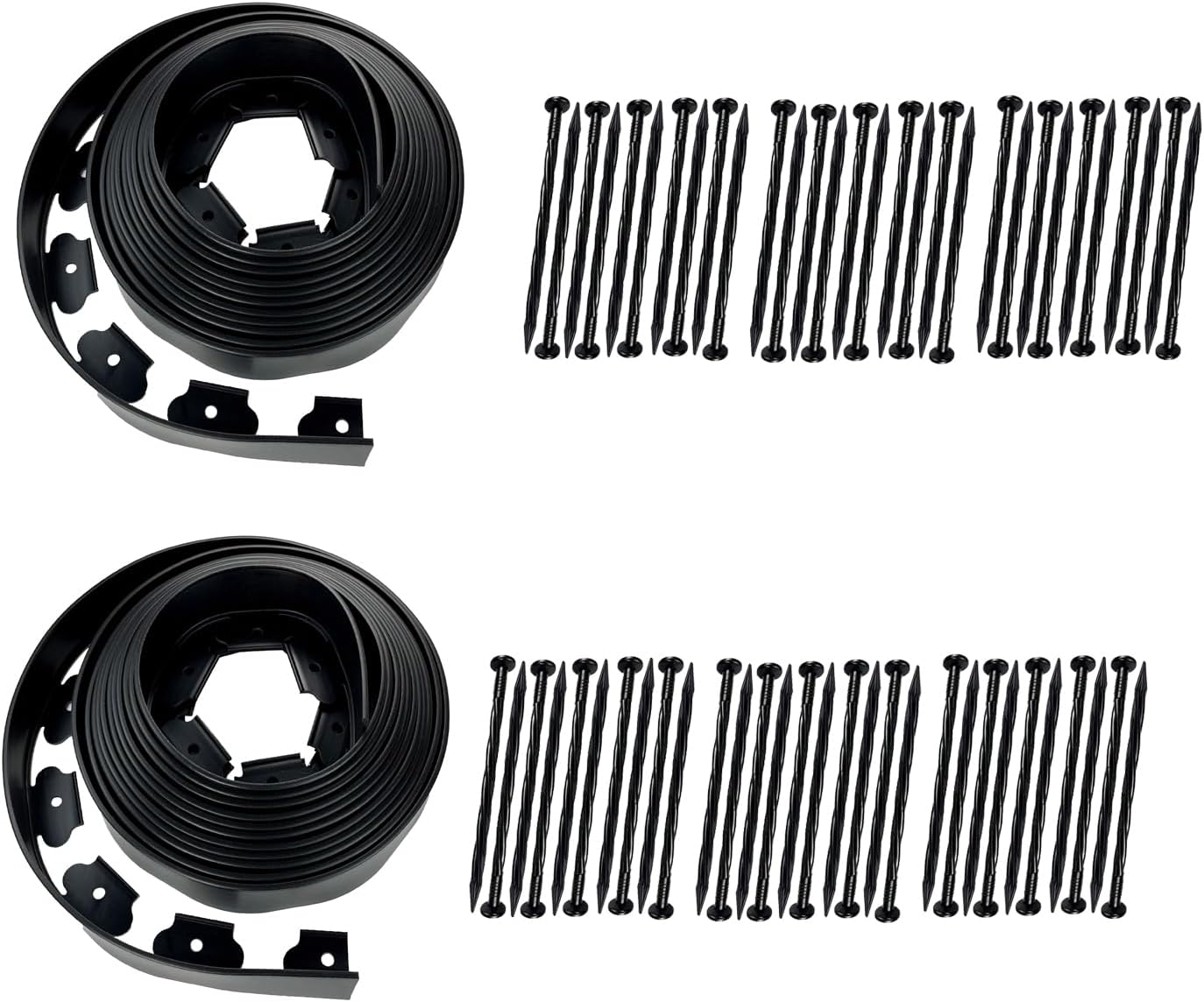 Hugeleaf Landscape Edging 2 Inch Tall 60 Feet Garden Edging Border with 60pcs Stakes, Plastic Edging for Landscaping,Lawn,Flower Beds, Paver Edging (Black)-VerdiqueGarden