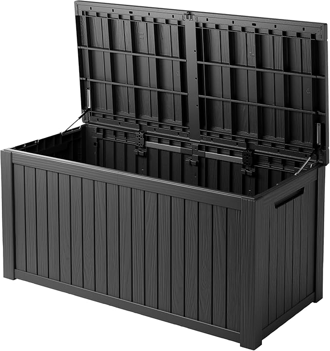 200 Gallon Outdoor Storage Box - Waterproof Patio Deck Box for Outside Deliveries, All-Weather Resin Bin with Lock for Cushions & Tools, UV-Resistant, Matte Black-VerdiqueGarden