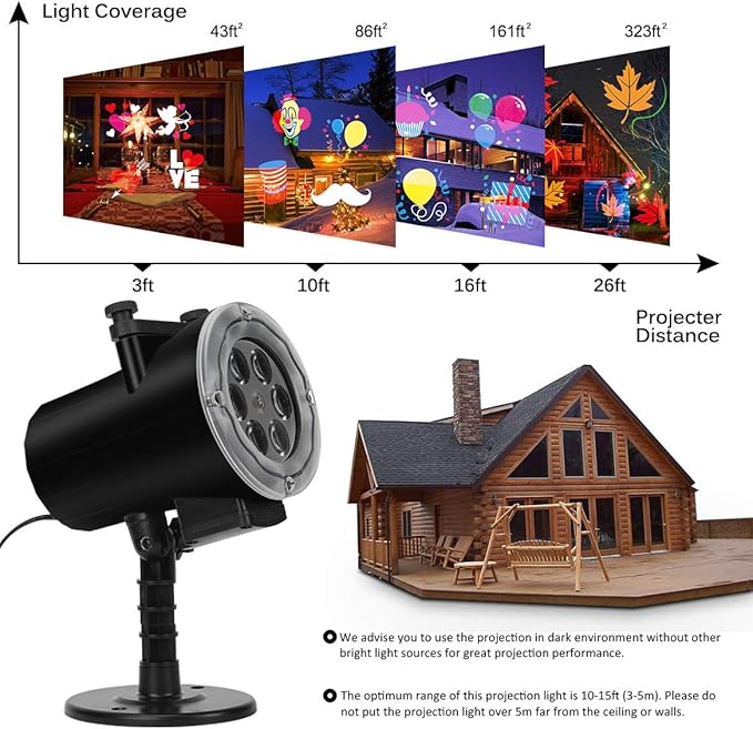 Holiday Projector Light, Syslux Halloween Christmas Projector Lights 16 HD Slides LED Waterproof Light Outdoor Indoor Light with Remote Control for Party Garden Halloween Xmas Holiday Landscape Decor-VerdiqueGarden