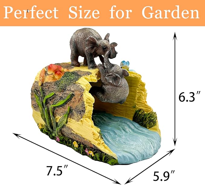 Elephant Sculpture 3"x4" Gutter Downspout Extension, Outdoor Decor Sculpture, Garden Animal Statue, Gutter Diverter Rain, Decorative Gutter Extension Downspout, Eco-Friendly and Durable-VerdiqueGarden