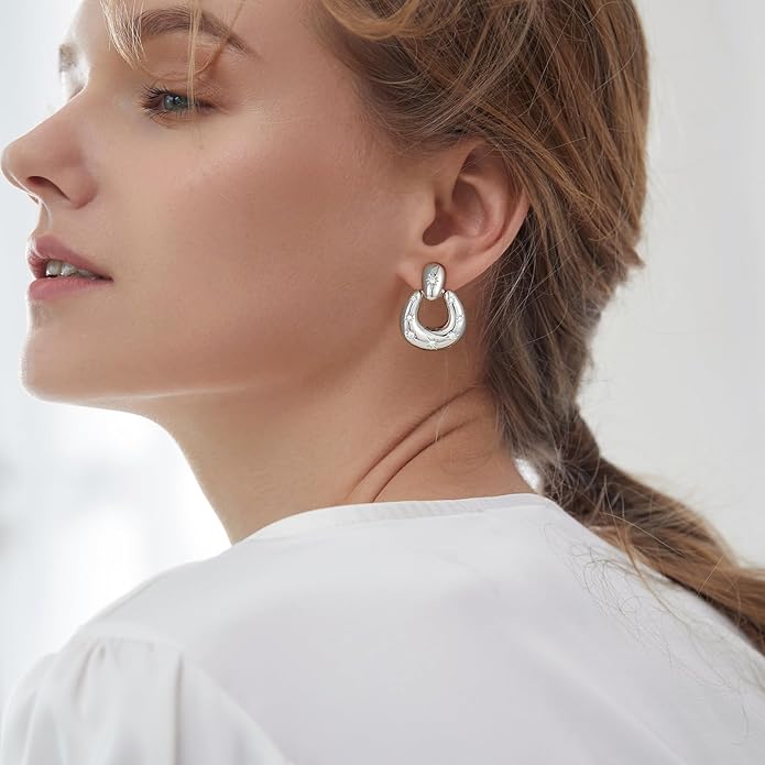 Clip on Earrings for Women Hypoallergenic Statement Retro Clip Earrings 14K Gold/Silver Plated Hoop Dangle Earrings 5A Cubic Zirconia Round Multiple Styles for Women Fashion Trendy Jewelry Gifts