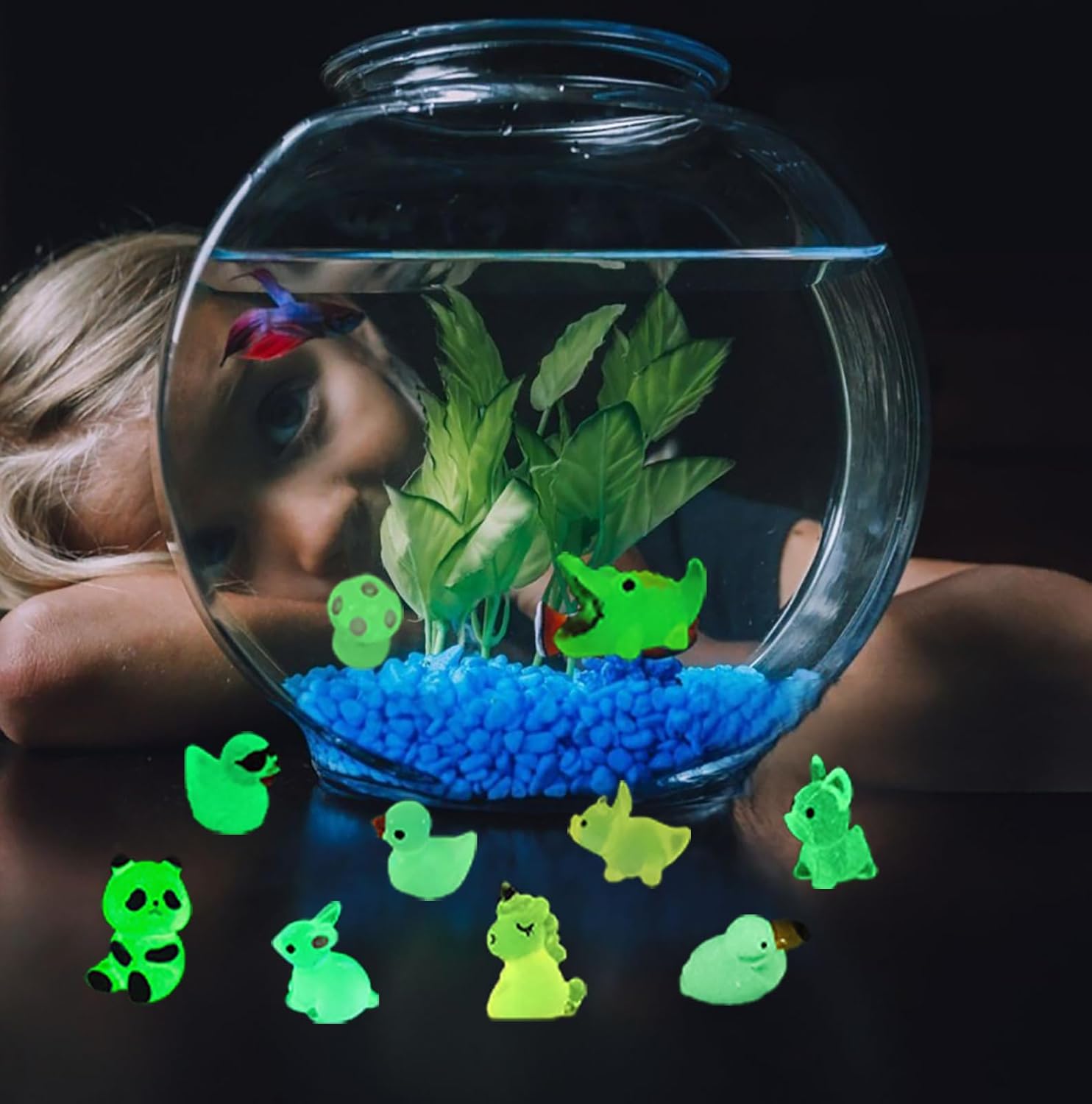 110 Pcs Luminous Mini Resin Animals Tiny Resin Figurines Glow in The Dark Tiny Ducks for Fairy Garden, Miniature Accessories, Crafts, and Decor-VerdiqueGarden