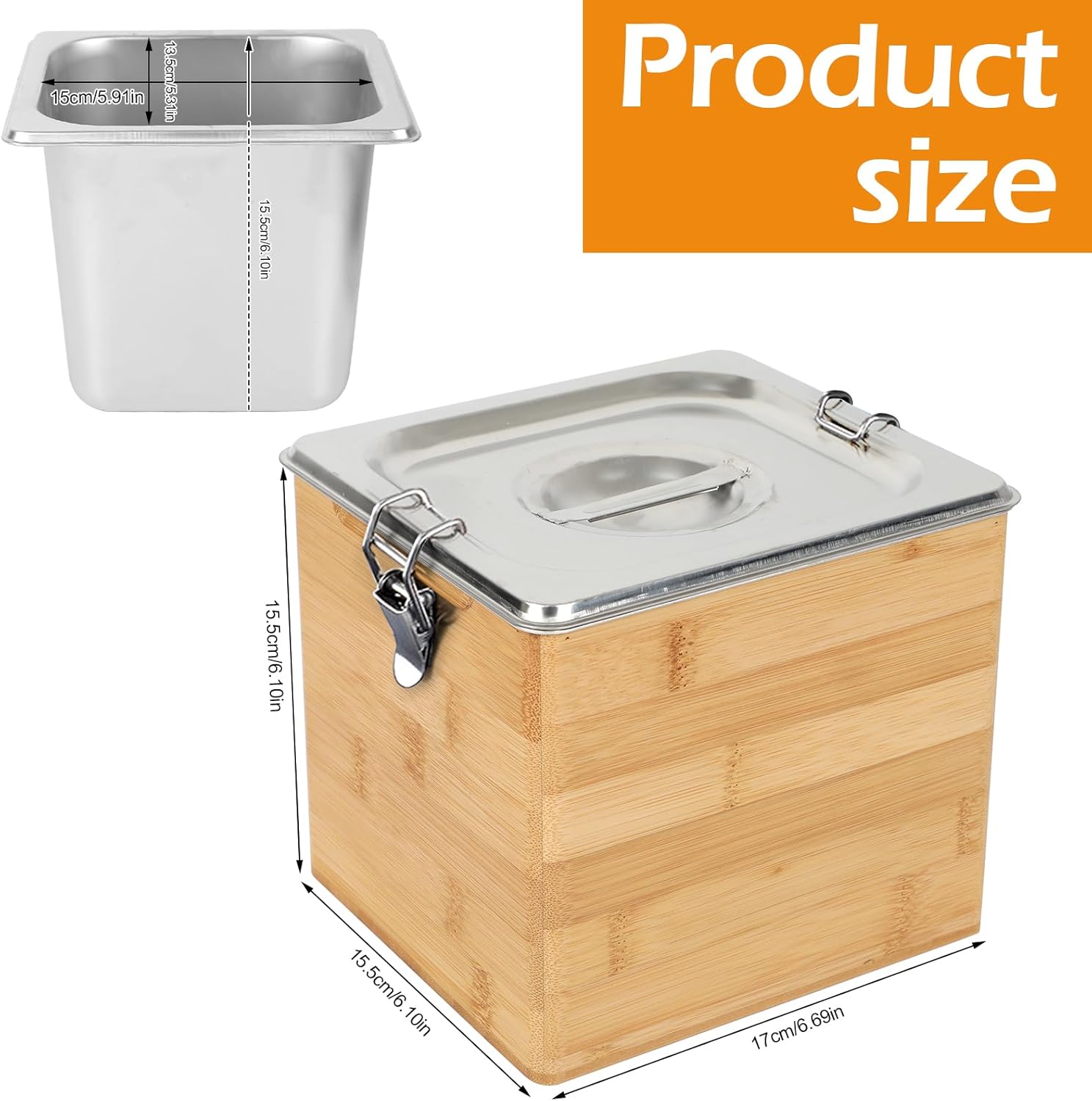 AQQHSAIN Compost Bin with Lid 0.8 Gal Countertop Compost Kitchen Scrap Indoor Large Compost Bucket Kitchen Odorless Smell Proof Composter with Stainless Steel Insert (Brown, 3L)-VerdiqueGarden